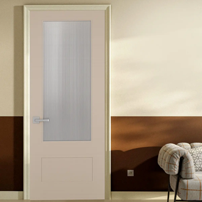 Premium WPC Door with Vertical Fluted Glass Panel ( Get Quote )
