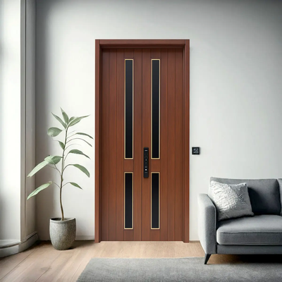 Premium WPC Front Door with Vertical Glass Inlays ( Get Quote)