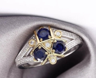 Fashion Refined and Natural Gemstone Sapphire Promise Wedding Ring Anniversary
