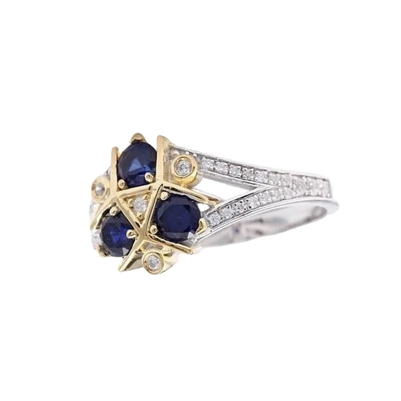 Fashion Refined and Natural Gemstone Sapphire Promise Wedding Ring Anniversary