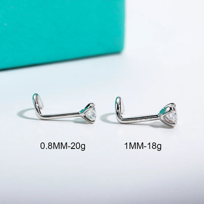 AnuJewel Solid 14K Gold 20/18G Nose Ring 3mm Moissanite Diamond Pierce Body Jewelry Wholesale With Certificate Jewelry Making