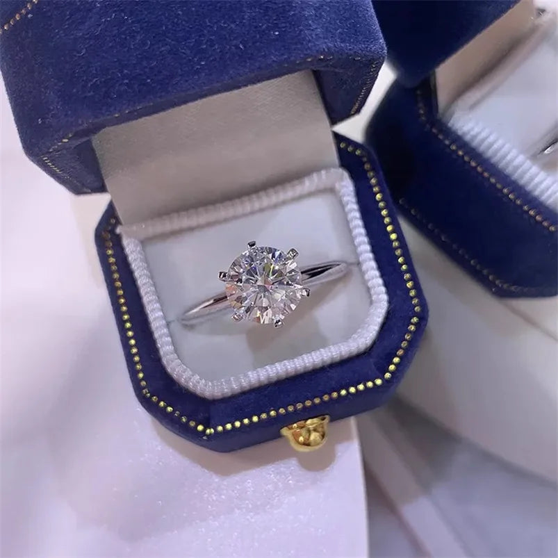 CC Wedding Rings For Women Silver Color 1.5ct 6 Claws Cubic Zirconia Engagement Propose Fashion Jewelry Accessories CC633