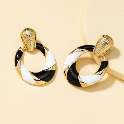 Retro colorful enamel geometric earrings for women holiday party gift fashion jewelry AE082