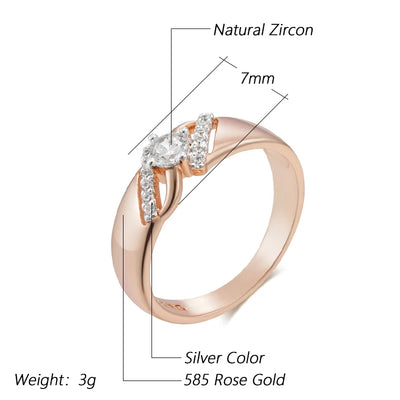 Wbmqda Luxury Wedding Rings For Women 585 Rose Gold Silver Color Mix Fashion Creative Zircon Jewelry Accessories