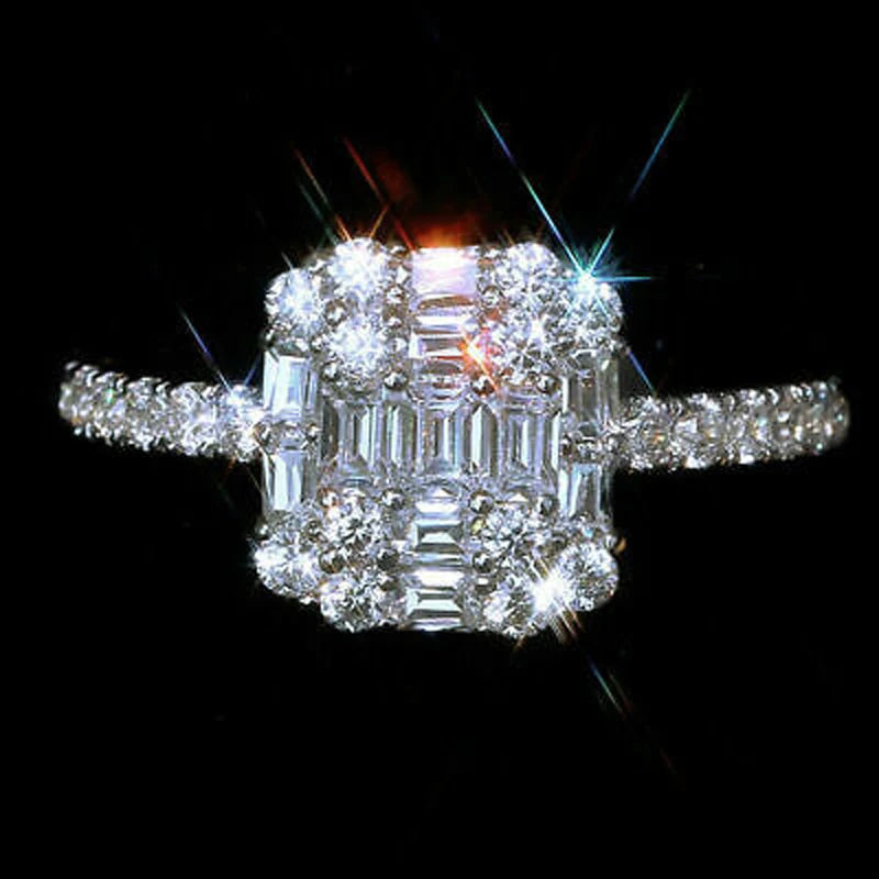 Luxury Female White AAA Zircon Wedding Ring Filled Jewelry gift Promise Engagement Rings For Women
