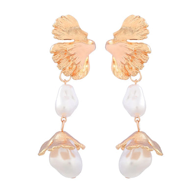 JUJIA Pearl Earring For Women Gold Color Crystal Beaded Drop Earrings Trendy Jewelry Statement Earrings Brincos Gift