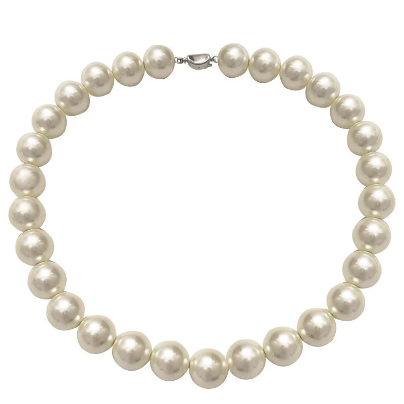 Fashion Jewelry Vintage Elegant Temperament Glass Simulated Pearl Necklace For Women Female Party Wedding Gift Accessories