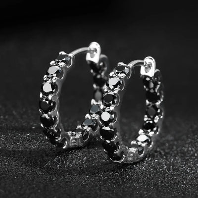 3mm D Color Black Full Moissanite Hoop Earrings for Women S925 Sterling Silver With GRA Diamond Earrings Party Fine Jewelry Gift