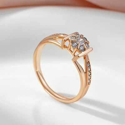SYOUJYO White Natural Zircon Rings For Women Vintage 585 Gold Color Rings Party Wedding Jewelry
