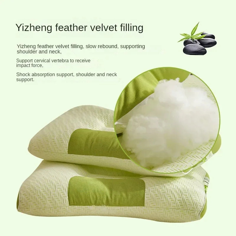 New 3D Bamboo Carbon Fiber Antibacterial Sleep Pillow Neck Pillow to Help Adult Students Sleep Suitable for Home Pillow Core