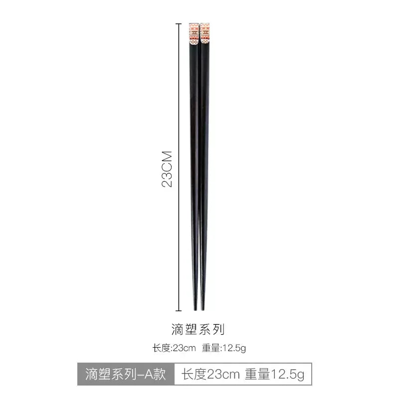 Hefeng Pointed Chopsticks for Home, Japanese Style, Fine Crafted, Solid Wood Cutlery, Creative, Non-slip, Heat Insulation