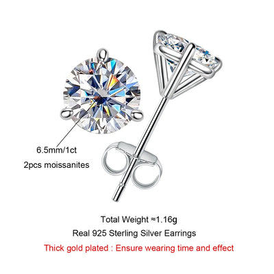 AnuJewel 2cttw D Color Moissanite Diamond Stud Earrings 925 Sterling Silver Classic Earrings Jewelry Wholesale
