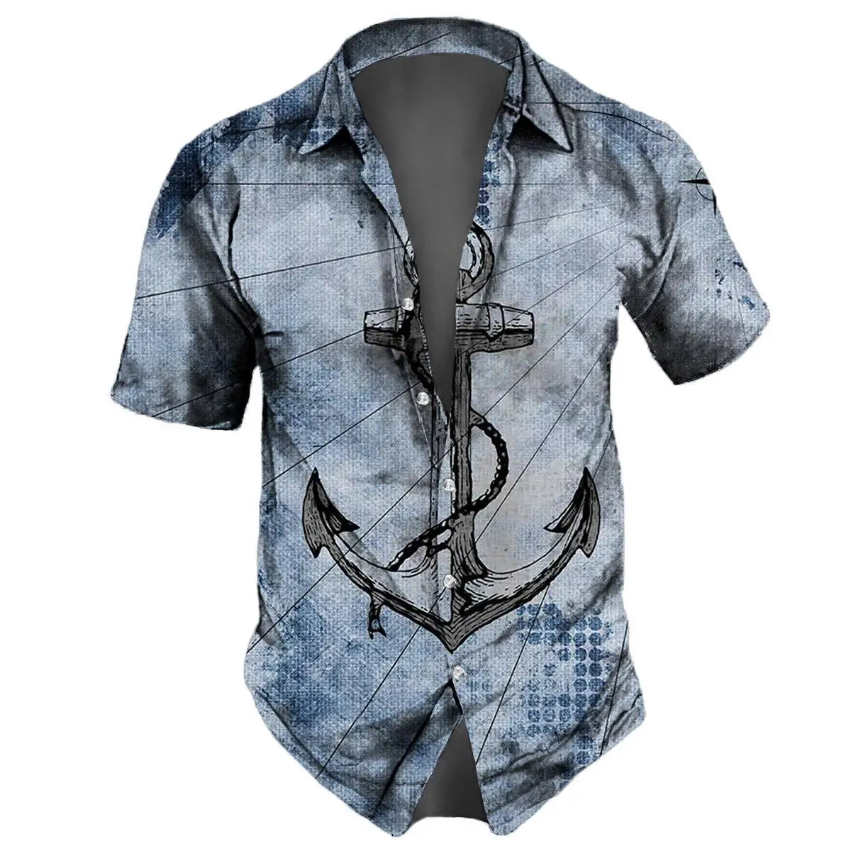 Retro Men's Shirt 3d Nautical Print Short Sleeve Shirt Summer Casual Top Loose Oversized Hawaiian Shirts For Men 2024 New Tops