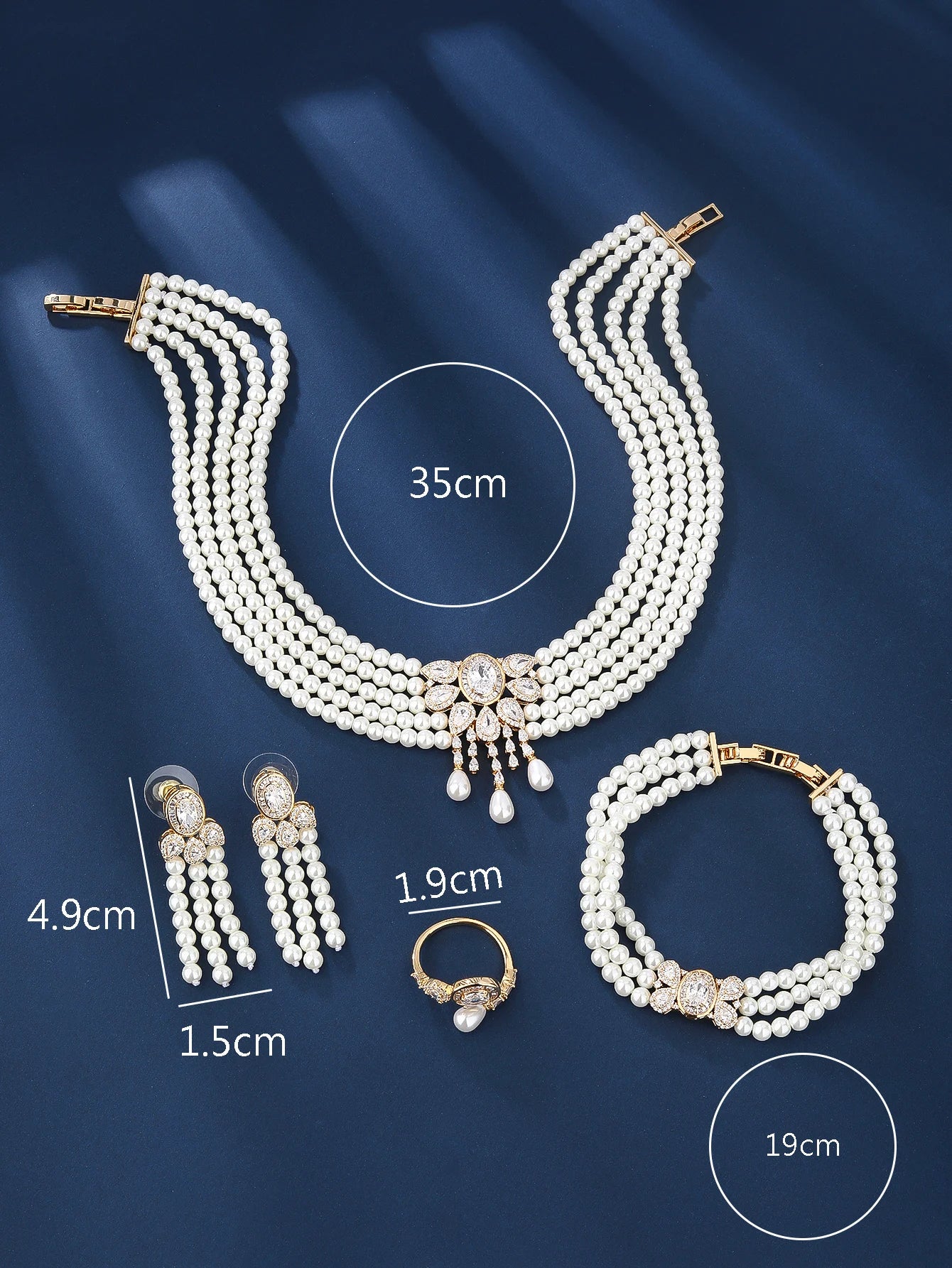 BrideTalk Luxury Multilayer Pearl Choker Necklaces for Women Crystal Zircon Necklaces Weddings Bride Jewelry