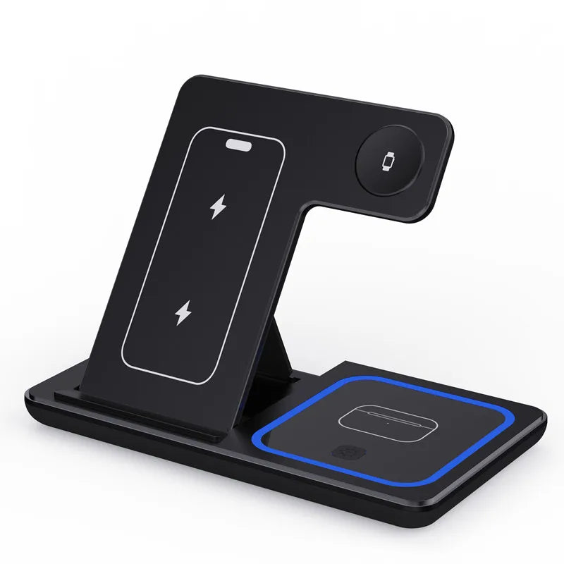 3 In 1 Foldable Wireless Charger Stand For iPhone 15 14 13 12 Pro Max Mini iWatch AirPods 3/2 Fast Charging Station Dock Holder