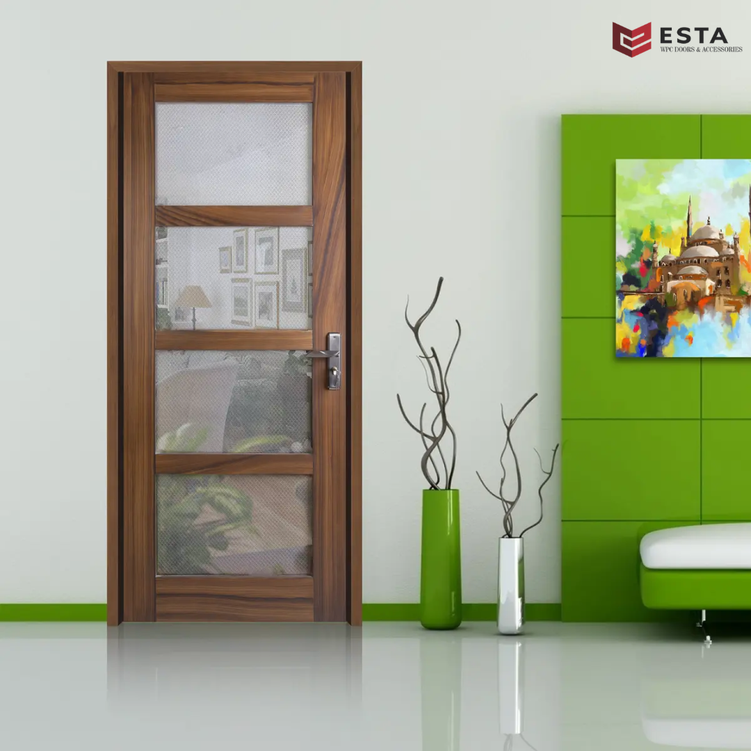 Mesh Panel WPC Door with Wood Finish( Get Quote )