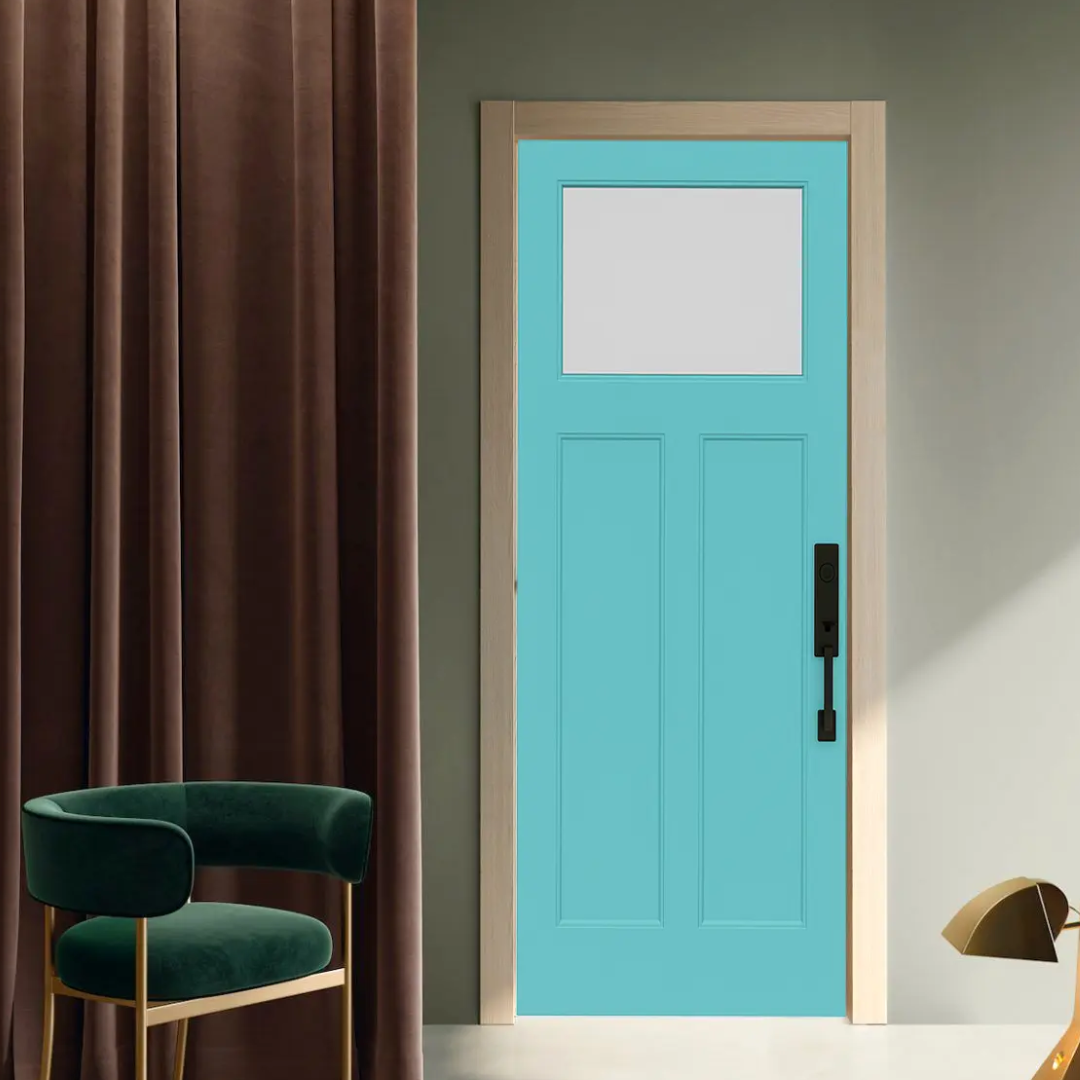 WPC Front Door with Upper Glass Panel ( Get Quote )