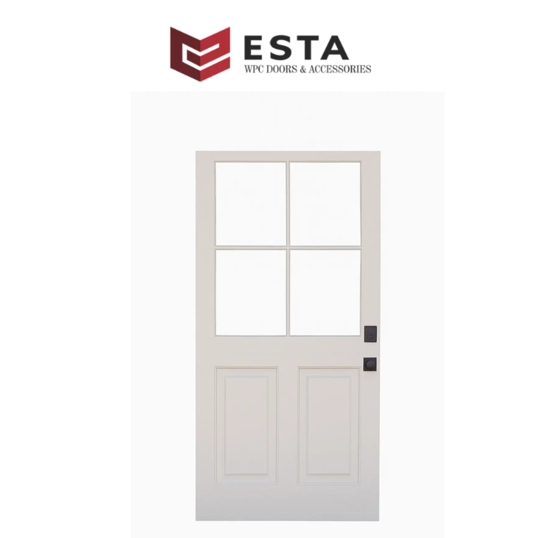 Premium WPC Door with Four-Panel Glass Top ( Get Quote )