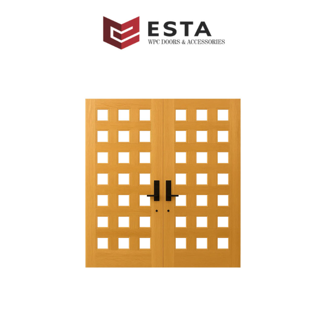 Premium WPC Double Door with Square Panel Design ( Get Quote )