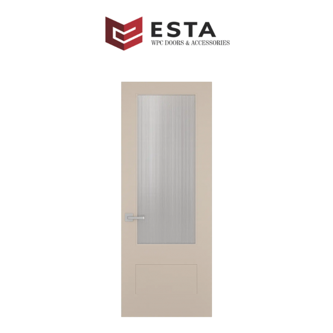 Premium WPC Door with Vertical Fluted Glass Panel ( Get Quote )