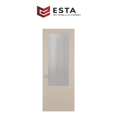 Premium WPC Door with Vertical Fluted Glass Panel ( Get Quote )