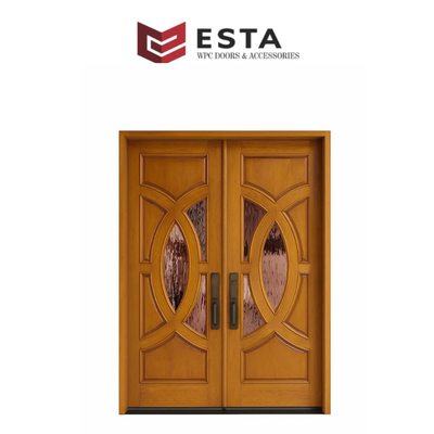 Premium WPC Double Door with Ornamental Glass Inserts( Get Quote)