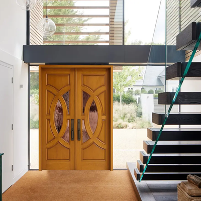 Premium WPC Double Door with Ornamental Glass Inserts( Get Quote)