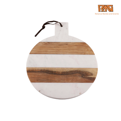 Round Marble Wood Paddle Cutting Board (Get Quote )