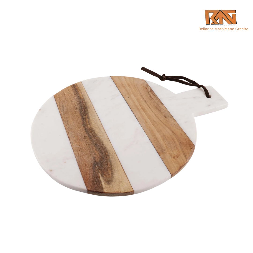 Round Marble Wood Paddle Cutting Board (Get Quote )