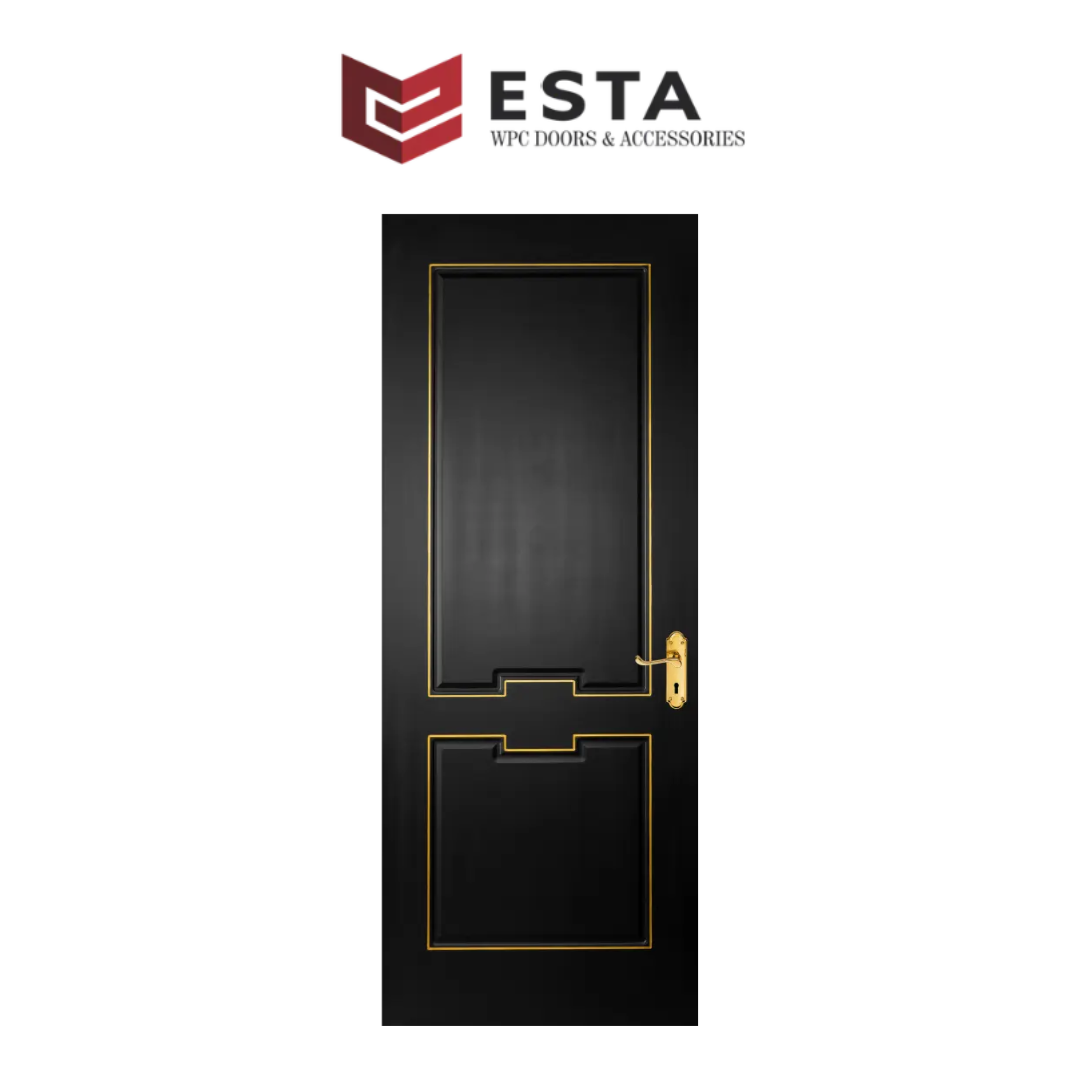 Premium Black WPC Door with Gold Inlay ( Get Quote )