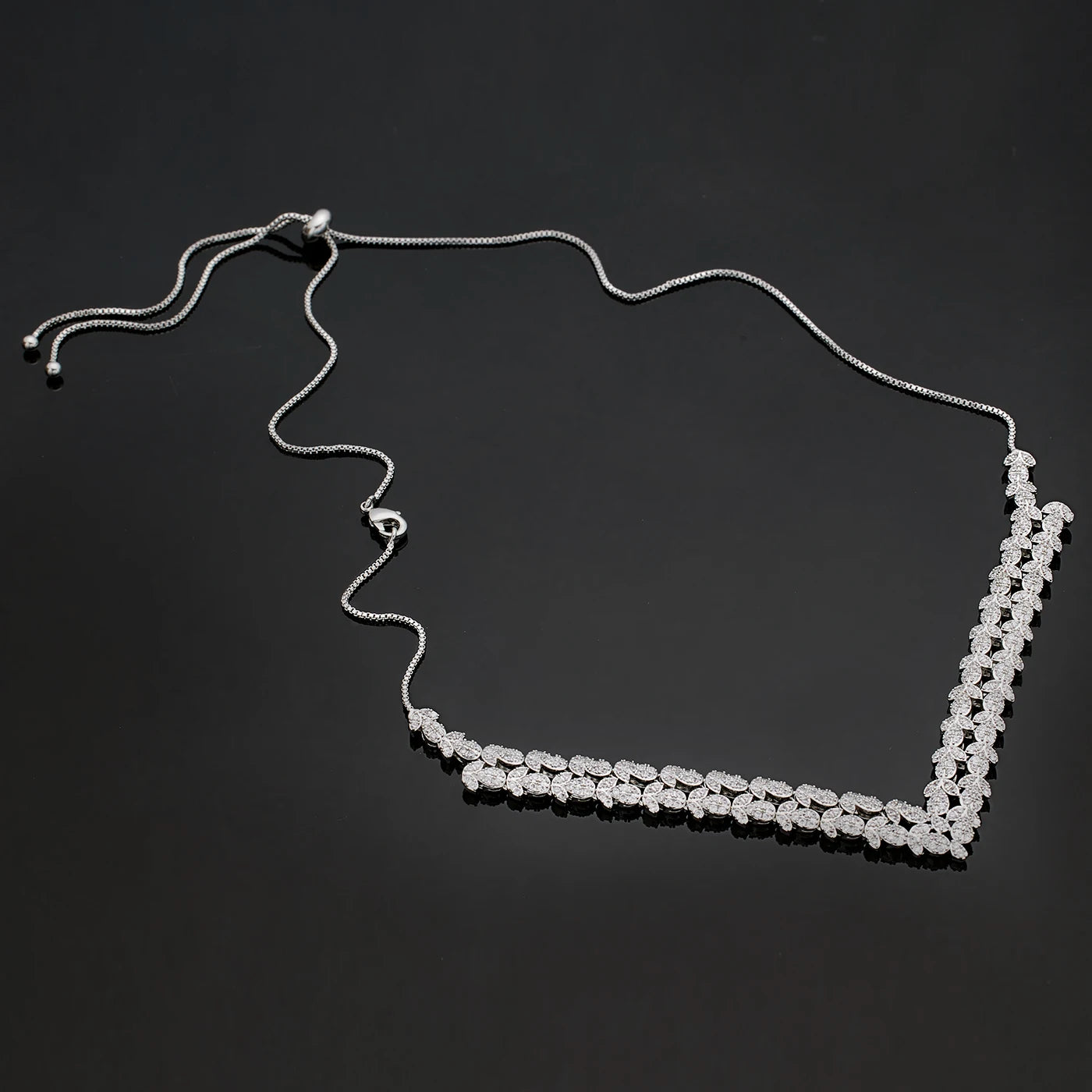 2024 Exquisite Bridal Wedding Jewelry Sets for Women Fashion Shiny Cubic Zirconia Adjustable Chain Birde Bracelet Necklace