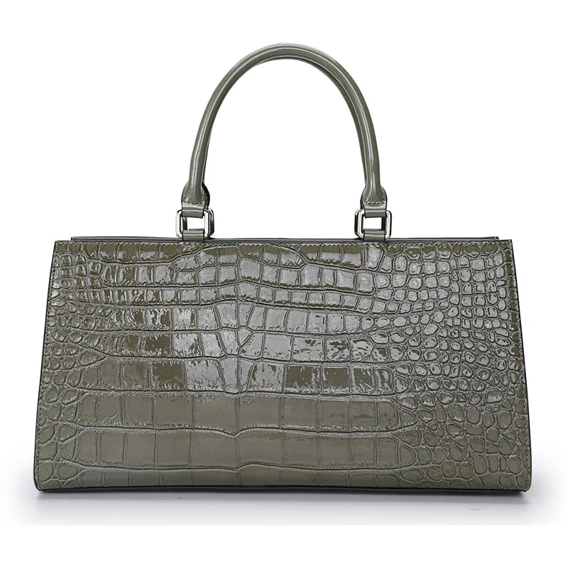 2023 New Premium Fashion Headlayer Cowhide Crocodile Print Handheld Women's Bag Oblique Straddle Women's Bag