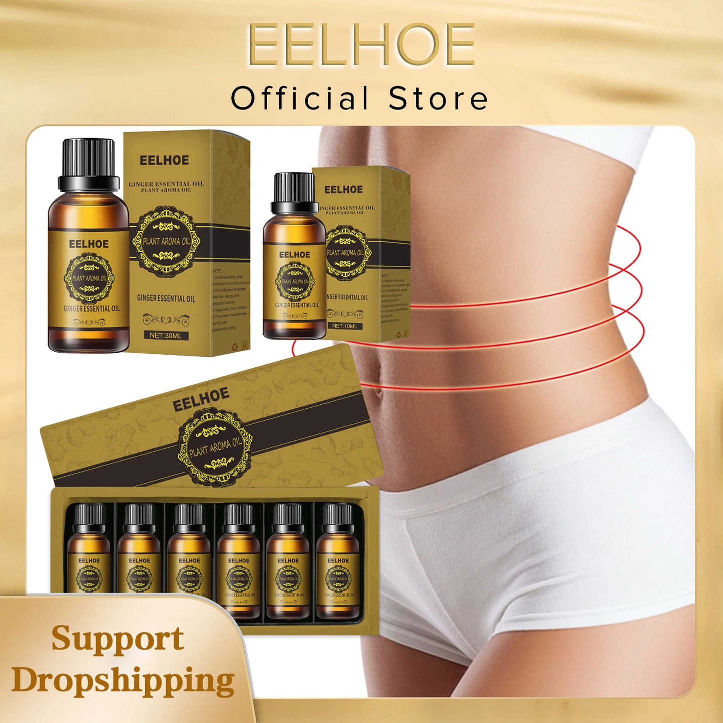 EELHOE Essential Oil Natural Ginger Slimming Lymphatic Drainage Therapy Anti Aging Plant Massage Essential Oils Free Shipping