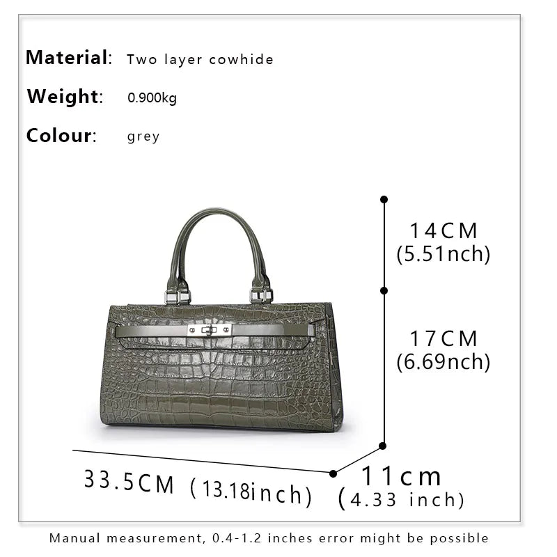 2023 New Premium Fashion Headlayer Cowhide Crocodile Print Handheld Women's Bag Oblique Straddle Women's Bag