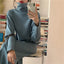 Long Sleeve Dress Women Solid Turtlenek Side Slit Midi Elegant All-match Korean Style Simple Winter Fashion Ins Stylish Vestido