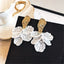 Korean White Shell Flower Petal Drop Earrings For Women 2025 New Statement pendientes Trendy Jewelry