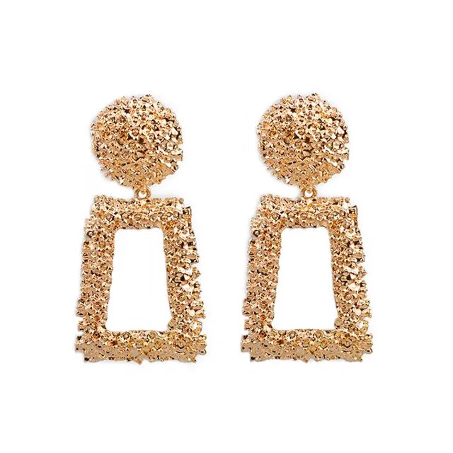 Fashion Women Geometric Statement Gold Metal Clip on Earrings Trendy Earings Jewelry
