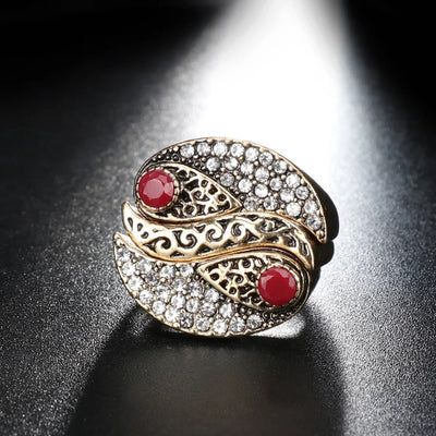 Kinel New Arrivals Fashion 3Pcs Bohemia Women's Rings Sets Antique Gold Color Mosaic Crystal Midi Ring Unique Retro Jewelry