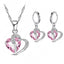 Luxury Women 925 Sterling Silver Cubic Zircon Necklace Pendant Earrings Sets Cartilage Piercing Jewelry Wedding Heart Design