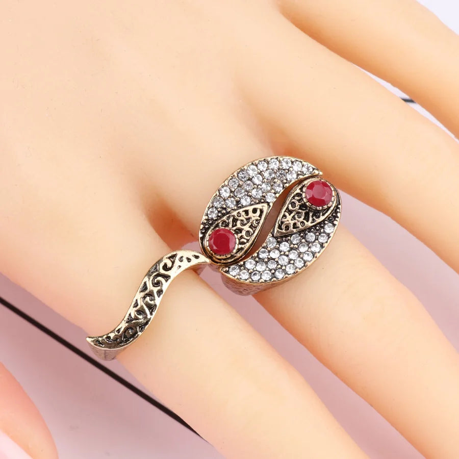 Kinel New Arrivals Fashion 3Pcs Bohemia Women's Rings Sets Antique Gold Color Mosaic Crystal Midi Ring Unique Retro Jewelry