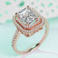 Geometric Rectangle Rose Gold Wedding Ring for Women Micro-inlaid Simulation Ring Fashion Jewelry Engagement Love Rings Gift