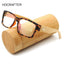 HDCRAFTER Wooden Eyeglasses Frames Men Oversized Bamboo Glasses Frame Rectangle Spectacles Reading Optical Glasses Frames