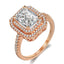 Geometric Rectangle Rose Gold Wedding Ring for Women Micro-inlaid Simulation Ring Fashion Jewelry Engagement Love Rings Gift
