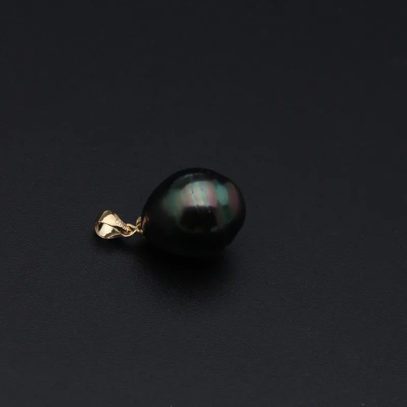 Real big black pearl pendant for women, 11-12mm natural tahitain pearl pendant 18 k gold jewelry baroque pearl pendant gift