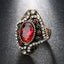 Kinel Fashion Antique Jewelry Oval Blue Resin Retro Rings For Women Inlaid Crystal Flower Party Ring 2017 New