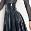 Gothic Women Wet Look Patent PU Leather Skirt Lady High Waist PVC Flared Pleated A-line Circle Mini Skater Skirt Clubwear Custom