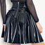 Gothic Women Wet Look Patent PU Leather Skirt Lady High Waist PVC Flared Pleated A-line Circle Mini Skater Skirt Clubwear Custom