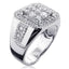 Ofertas Business Style Silver Color Square Full Crystal Men's Rings Fashion Party Wedding Engagement Ring Jewelry