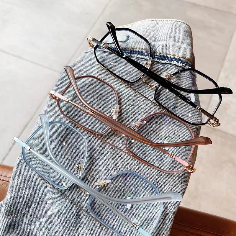 SO&EI Retro Double Bridges Square Women Anti-Blu-Ray Glasses Frame Fashion TR90 Spring Hinge Men Optical Frame Computer Glasses