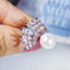 925 Silver New Temperament High-End Group Inlaid White Zircon Fashion Simulation Pearl Shell Beads Pendant Earring Open Ring Set